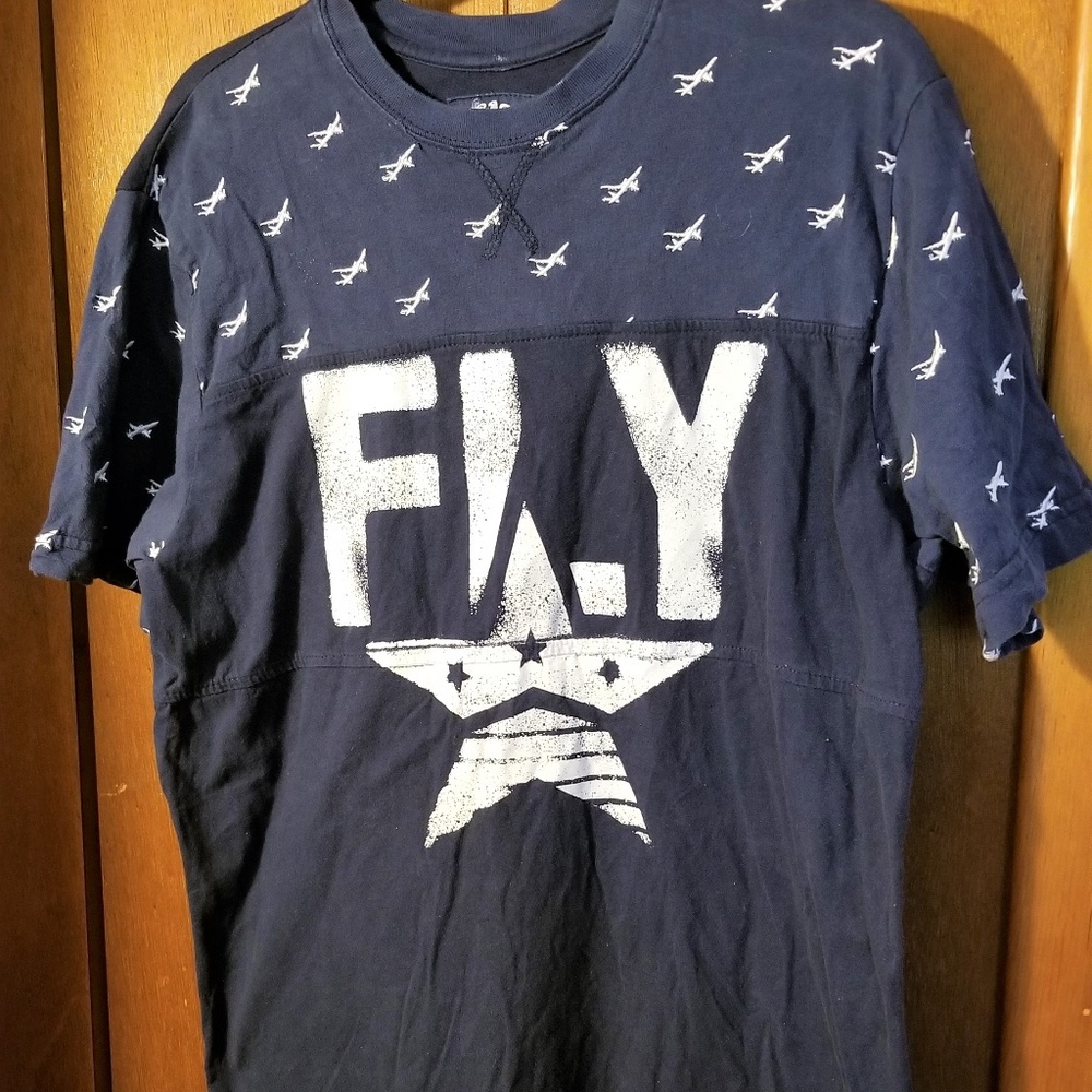 Born Fly T-Shirt Navy Blue Large Mens